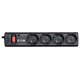 Eaton Protection Strip 4 DIN 10A Input: Schuko Outputs: (4) Schuko; Power Cord Lenght 1m;