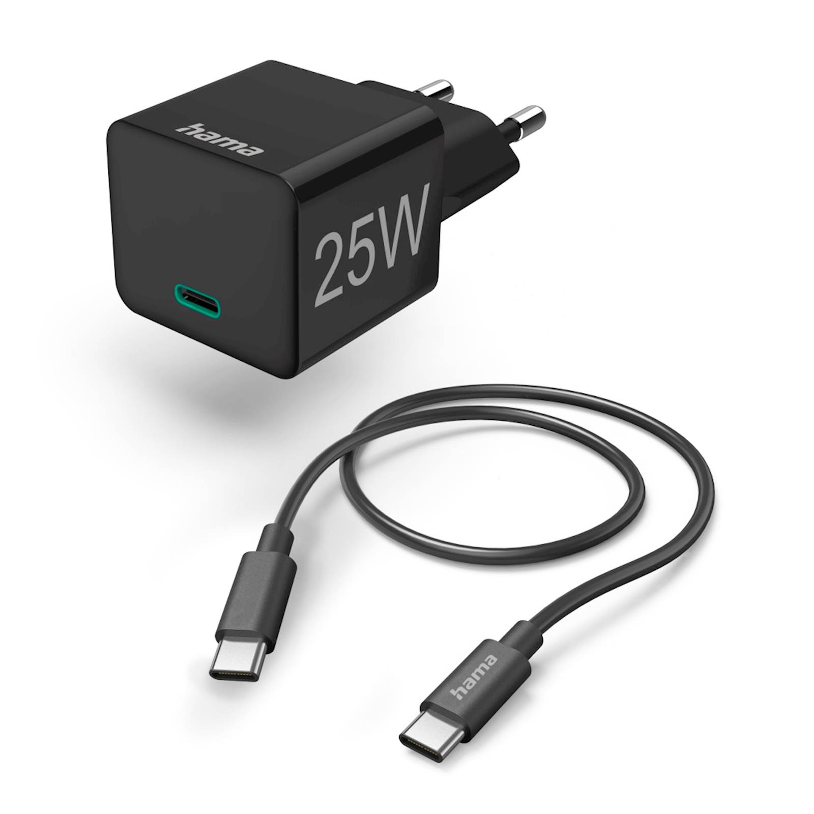 121683 Punjač set, USB-C, 25W, 1,5m, crni - Image 1