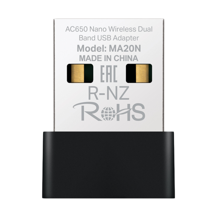 Mercusys MA20N AC650 Nano Wi-Fi USB Adapter 200 Mbps at 2.4 GHz + 433 Mbps