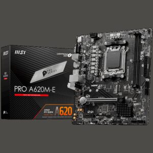 MSI PRO A620M-E mATX Socket AM5 Dual Channel DDR5 6800+MHz 1x PCIe x16 slot 1x