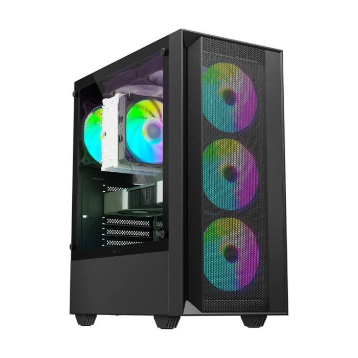 Spire Gaming Case G20, 4xRGBTempered Glass Side,Mesh FrontVGA: 325mm, CPU Cooler: 160mm, ATX