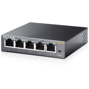 TP-Link TL-SG105E 5-Port Gigabit Desktop Easy Smart Switch 5 10/100/1000Mbps RJ45 ports MTU/Port/Tag-based VLAN QoS