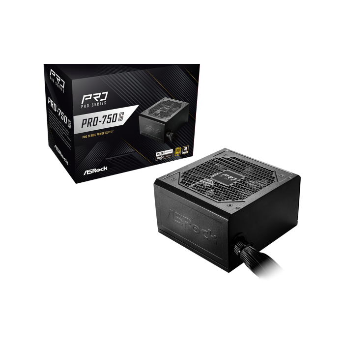 ASRock PSU 750W Gold, Pro80PLUS, 120mm fan, ATX 3.1PCIe 5.1