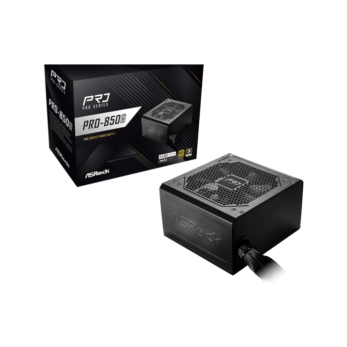 ASRock PSU 850W Gold, Pro80PLUS, 120mm fan, ATX 3.1PCIe 5.1