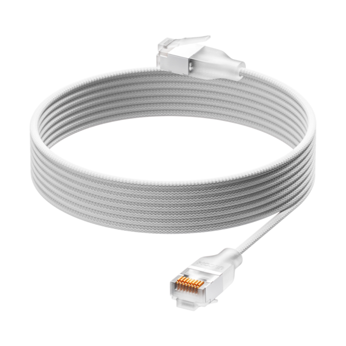 Ubiquiti UACC-Cable-Patch-EL-C6A-0.3M-W Ultra-thin braided patch cable designed and optimized for 10 GbE networking Translucent booted