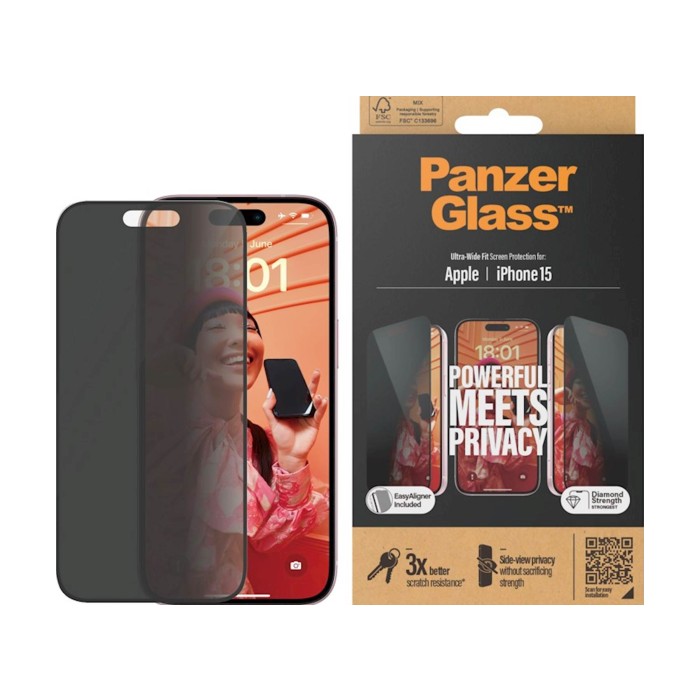 Zaštitno staklo PG iPhone 15 Privacy