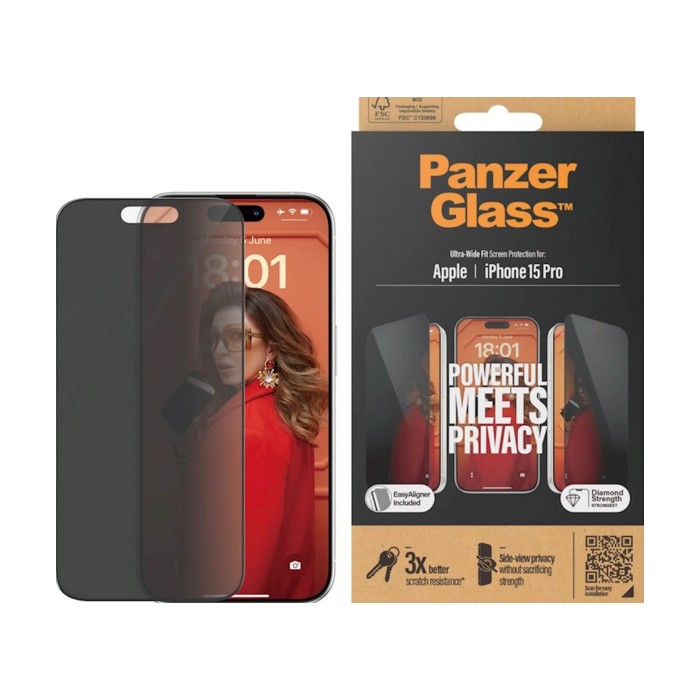 Zaštitno staklo PG iPhone 15 Pro Privacy