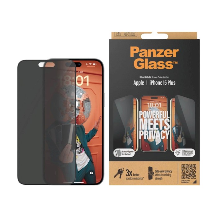 Zaštitno staklo PG iPhone 15 Plus Privacy