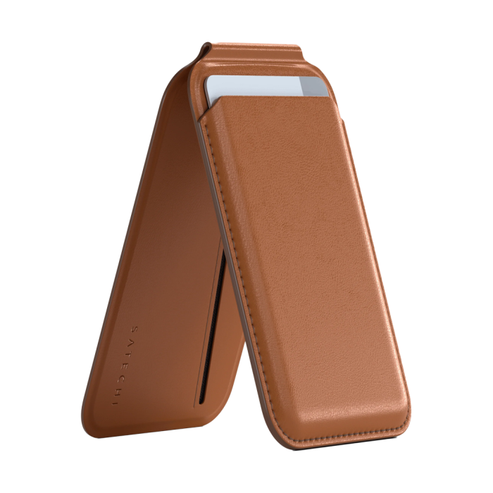 SATECHI Vegan-Leather Magnetic Wallet Stand Brown