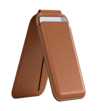 SATECHI Vegan-Leather Magnetic Wallet Stand Brown