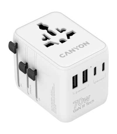 CANYON Travel Adapter OnTour 70 EU/UK/US/AUS 70W White