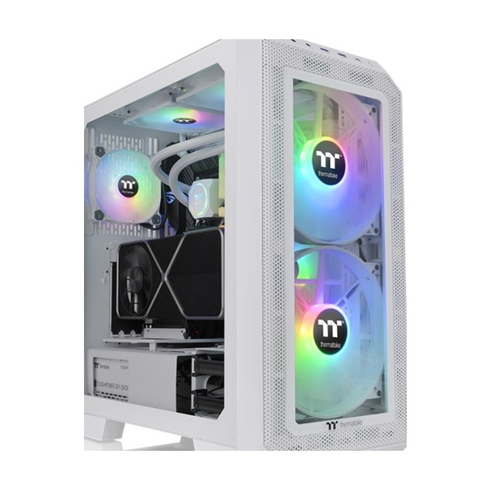 Thermaltake View 300 MX Snow Mid tower, tempered glass 2x 200mm ARGB PWM fan, 1x 120mm ARGB
