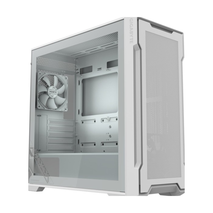 Gigabyte Case GB-C102GI C102 Glass, Mid Tower, White 2x 120mm Fans, mATX