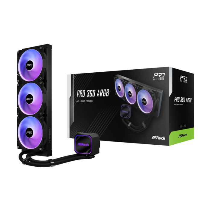 ASROCK 360 A-RGB AIO BlackCPU Liquid Cooler, PRO1851, 1700, AM4, AM5