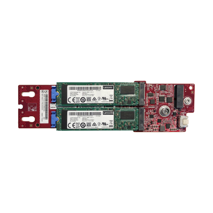 Lenovo ThinkSystem M.2 SATA 2-Bay RAID Enablement Kit supports 2 SATA drives with RAID; ThinkSystem