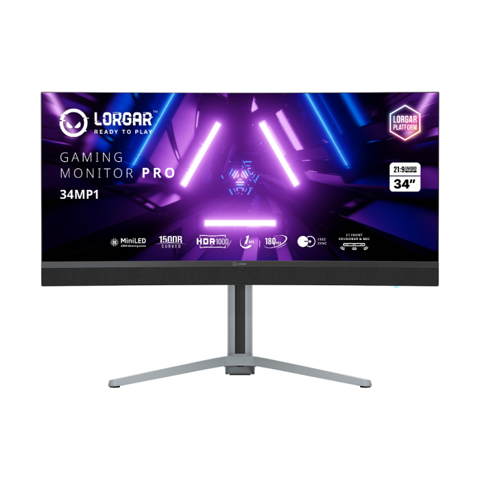 LORGAR 34MP1 UWQHD MiniLED Gaming Monitor Pro 34'' 3440*1440 VA curved monitor black/milky grey