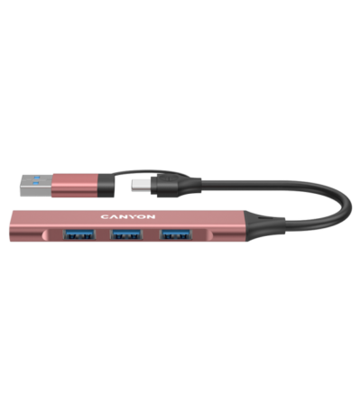 CANYON hub DS-02 4in1 USB-A/C Pink