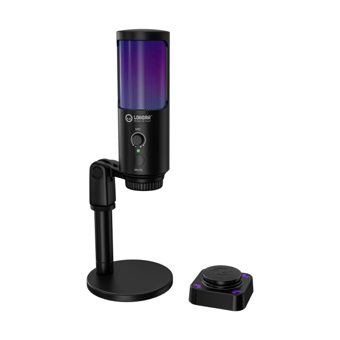 LORGAR SMP40 RGB Microphone with external mute button and metal stand Black