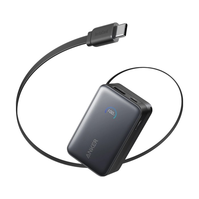 Anker Nano Power Bank 10K 45W Built-In Retractable USB-C Cable Black