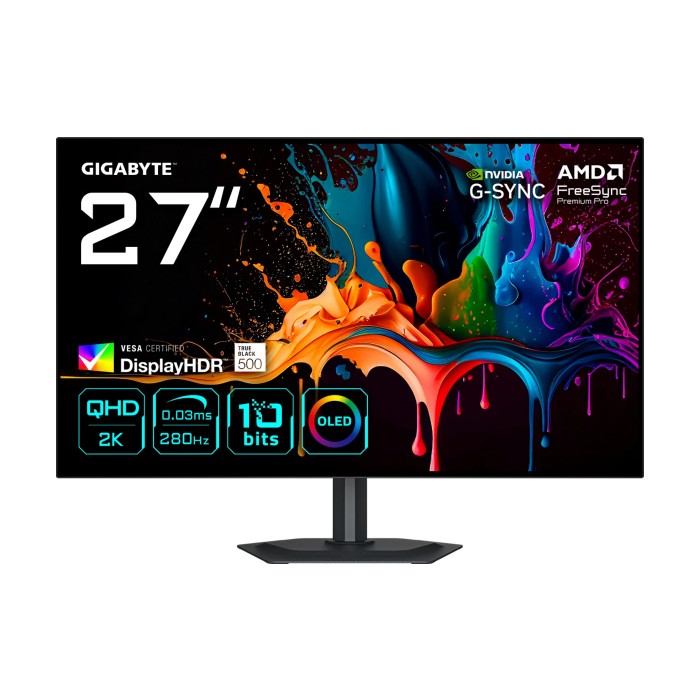 Gigabyte OLED Gaming Monitor MO27Q28G, 27"WOLED, 280Hz 2560x1440(QHD), 335cd/m2,