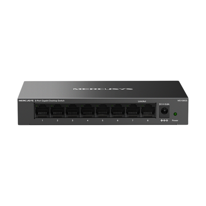 Mercusys MS108GS 8-Port Gigabit Desktop Switch 8× Gigabit Ports Desktop Steel Case Wall Mounting Plug