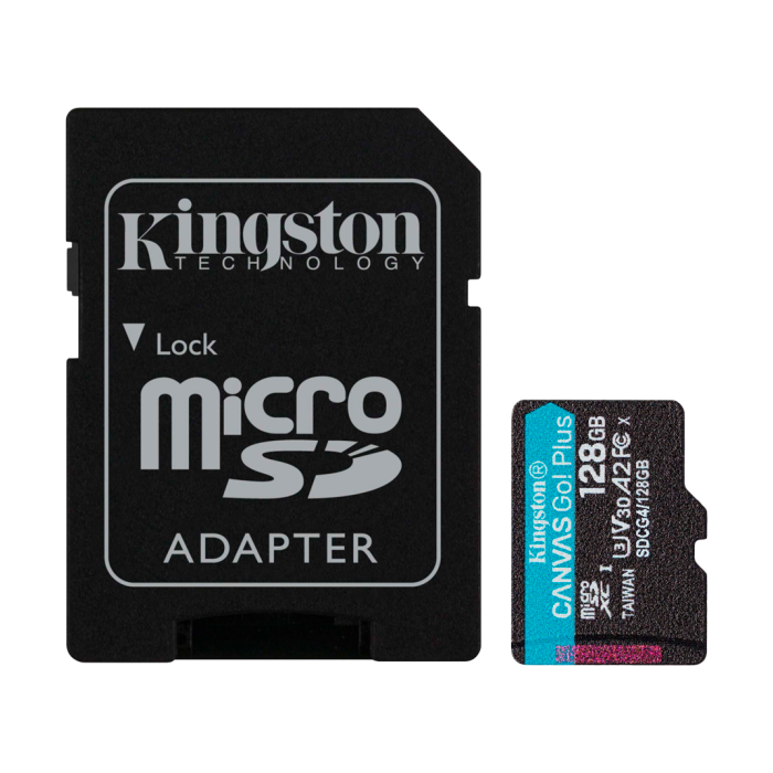 Kingston 128GB microSDXC Canvas Go Plus Gen4 200MB/s A2 U3 V30 Card + Adapter