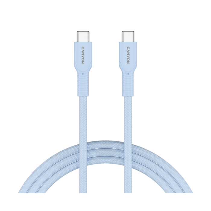 CANYON cable OnWire 60CL C-C 60W COLOR Braided 1m Light Blue