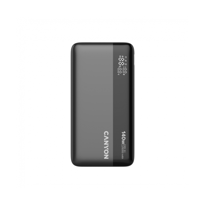 CANYON Power Bank PB-240 25000mAh PD140W display power bankSize160.0x82x27 mm Weight 508+-10g Dark Grey