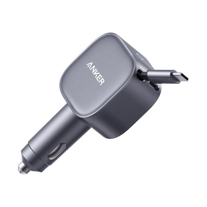 Anker Nano Car Charger 75W USB-C Port Built-In Retractable USB-C Cable
