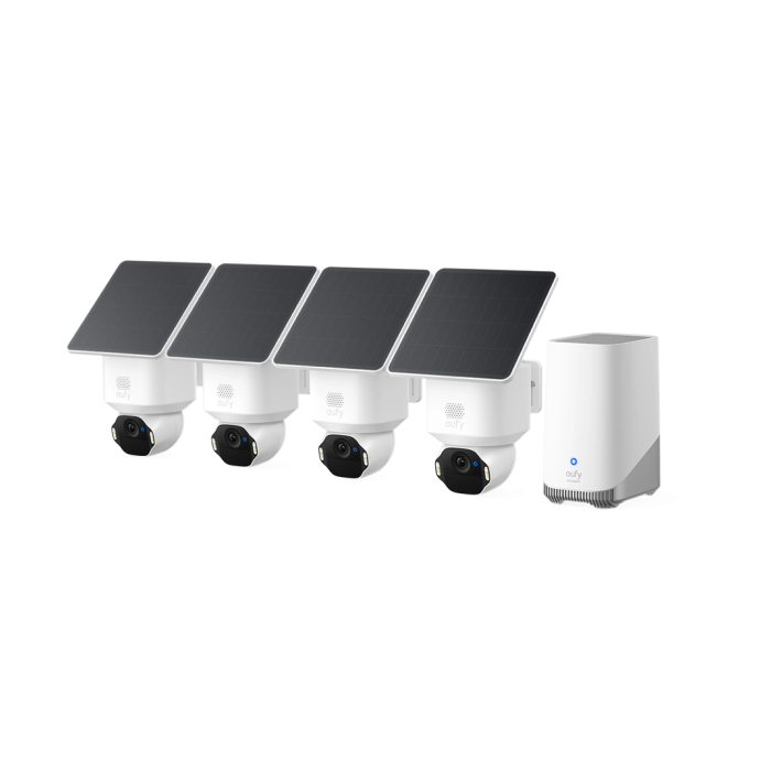 Anker eufy SoloCam E42 4xCam+1xHomeBase3+4xSolarPanel White Ultra HD 4K AI Motion Detection and Smart Tracking