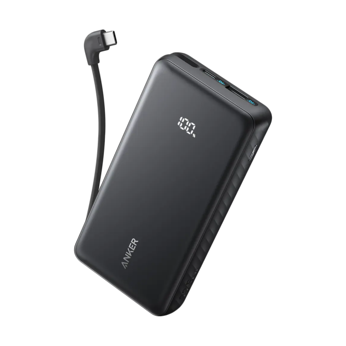 Anker Zolo Power Bank 20K 22.5W Built-In USB-C Cable Black 1x USB-A 2x USB-C