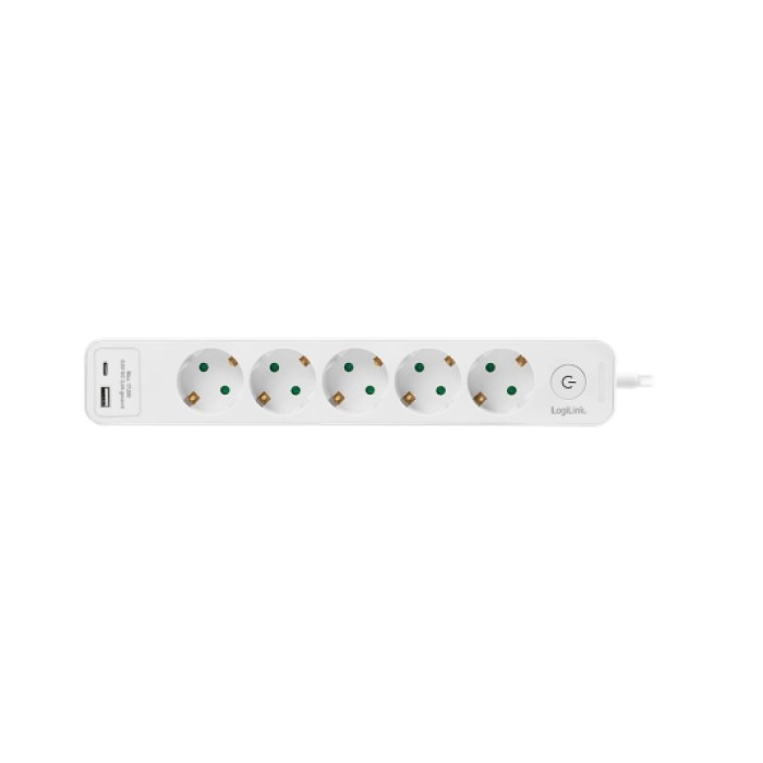 LogiLink Produžni kabl sa zaštitom 5 utičnice, 1X USB- A, 1X USB- C 1.5m LPS280U