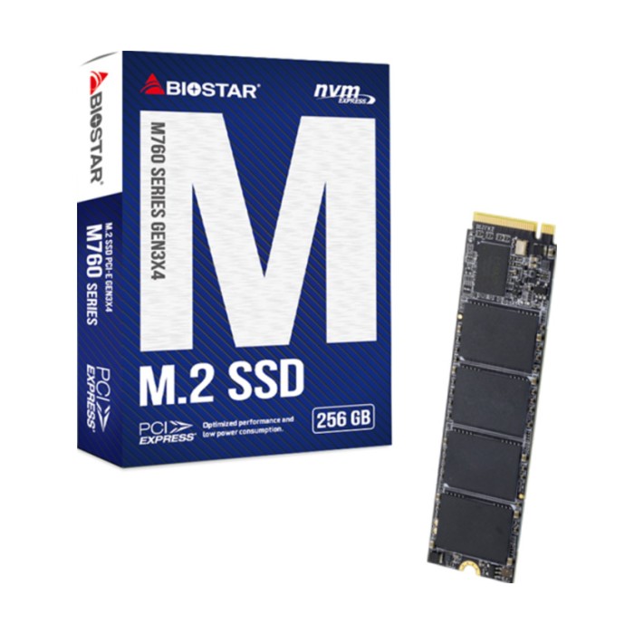 BIOSTAR 256GB SSD M.2, NVMe PCI-E Gen3x 4, 2280 M.2, R/W: 2800 MB/s 1150 MB/s