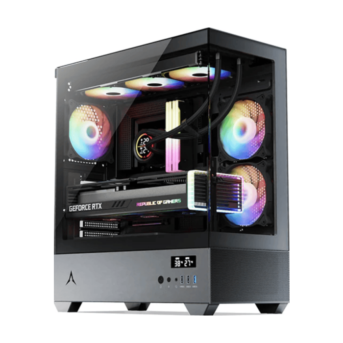 Spire Gaming Case U30P, 3xRGBVGA: 400mm, CPU Cooler: 165mmRadiator: 280mm, Temperature Display