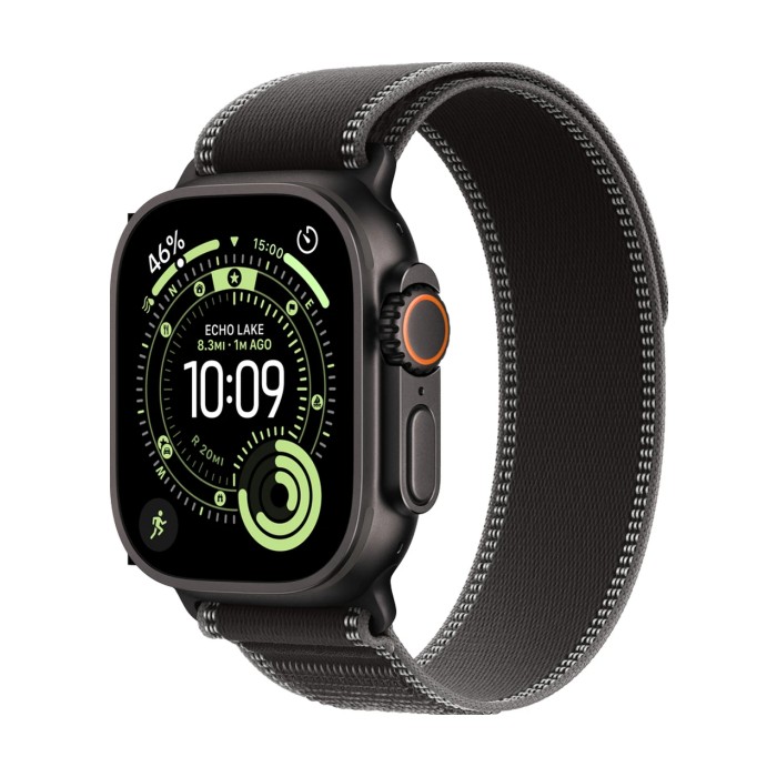 Apple Watch Ultra 3 Cellular 49mm Black Titanium Case with Black/Charcoal Trail Loop - M/L