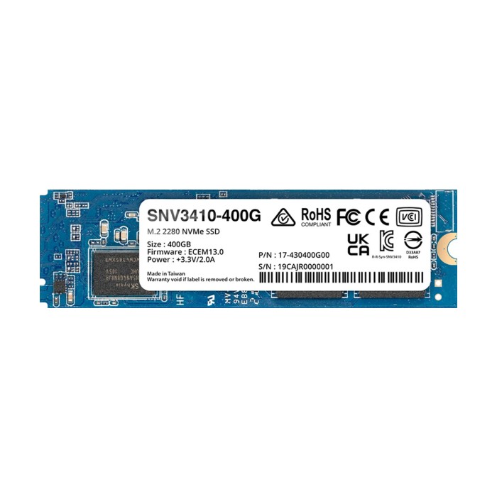 Synology SNV3410 400GB Enterprise NVMe m.2 2280 SSD NVMe PCIe 3.0 x4 Read/Write128 KB QD32