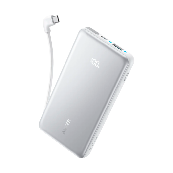 Anker Zolo Power Bank 10K 22.5W Built-In USB-C Cable White 1x USB-Cable 1x USB-C Port
