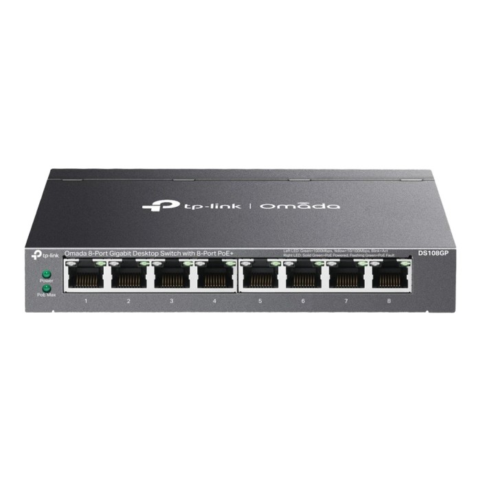Omada 8-Port Gigabit Desktop Switch with 8-Port PoE+ 8× Gigabit PoE+ Ports 802.3af/at 64 W