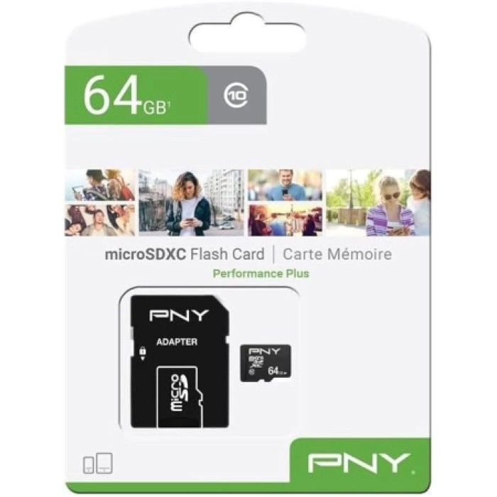 PNY MicroSD Performance Plus Memory Card 64GB A1 Class10