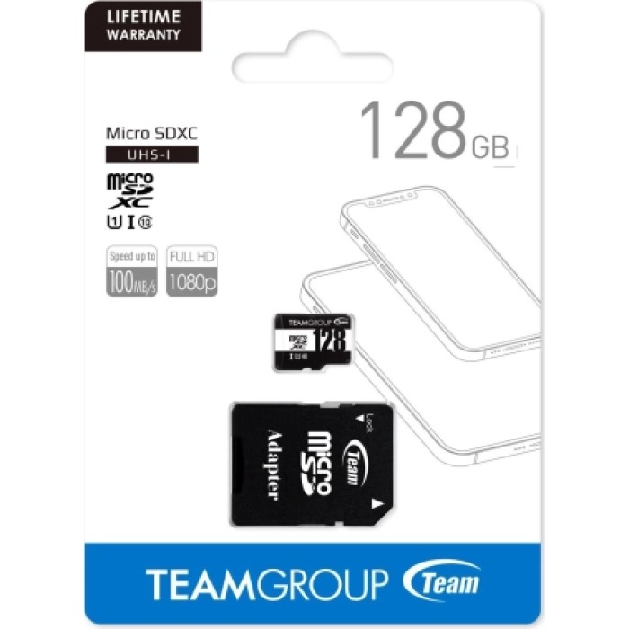 Team MicroSD UHS-I U1 C10 Memory Card 128GB